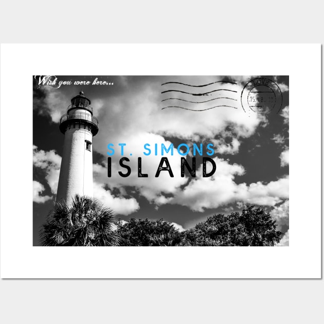 St. Simons Island Postcard b&w Wall Art by Jeff Allyn Szwast